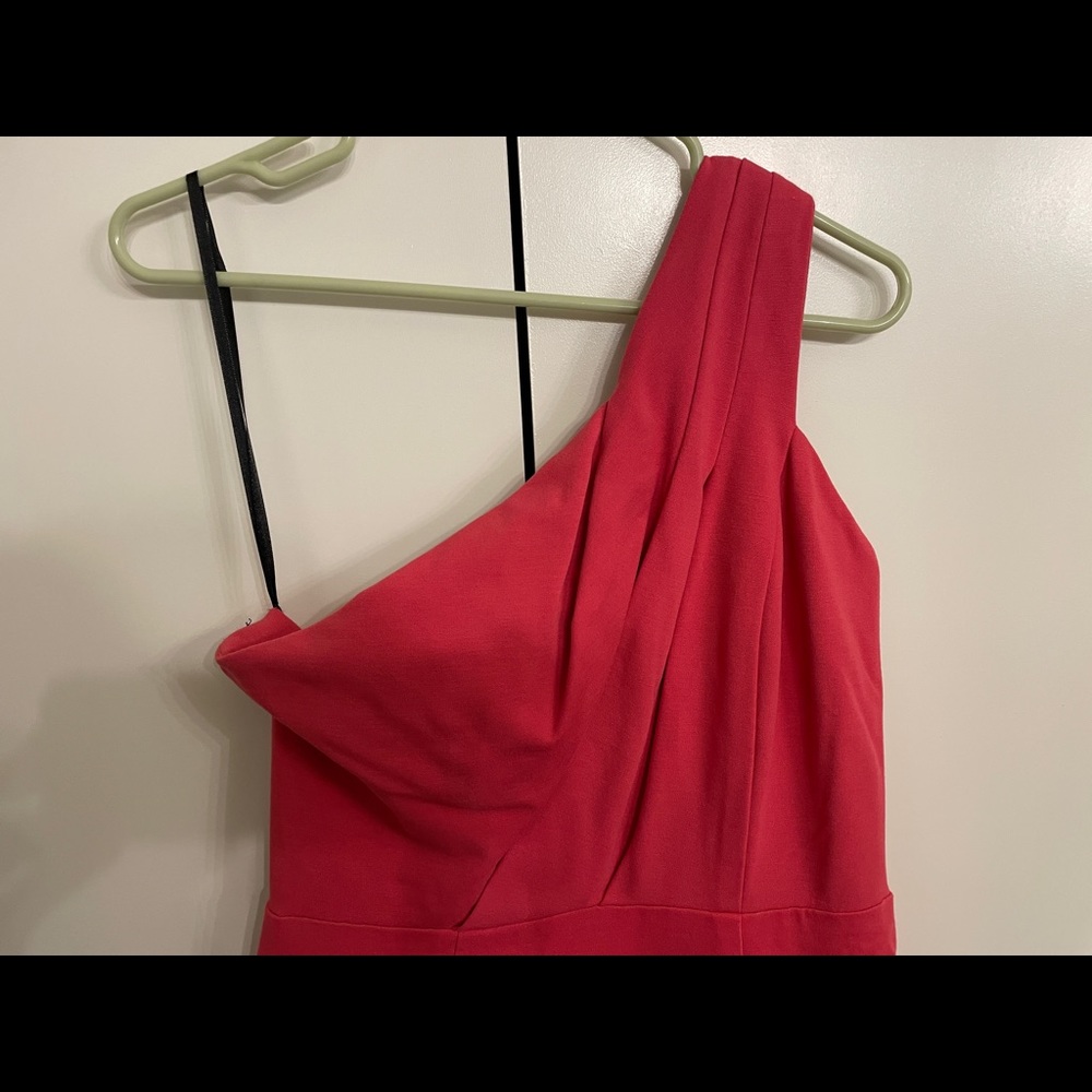 Pink, one shoulder dress